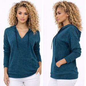 Soft V-Neck Hoodie Pullover